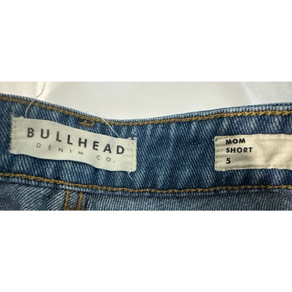 Bullhead DenIm Co. High Rise Short Shorts Sz 5 Blue Jean Mom Patchwork Cut Offs - Picture 4 of 5